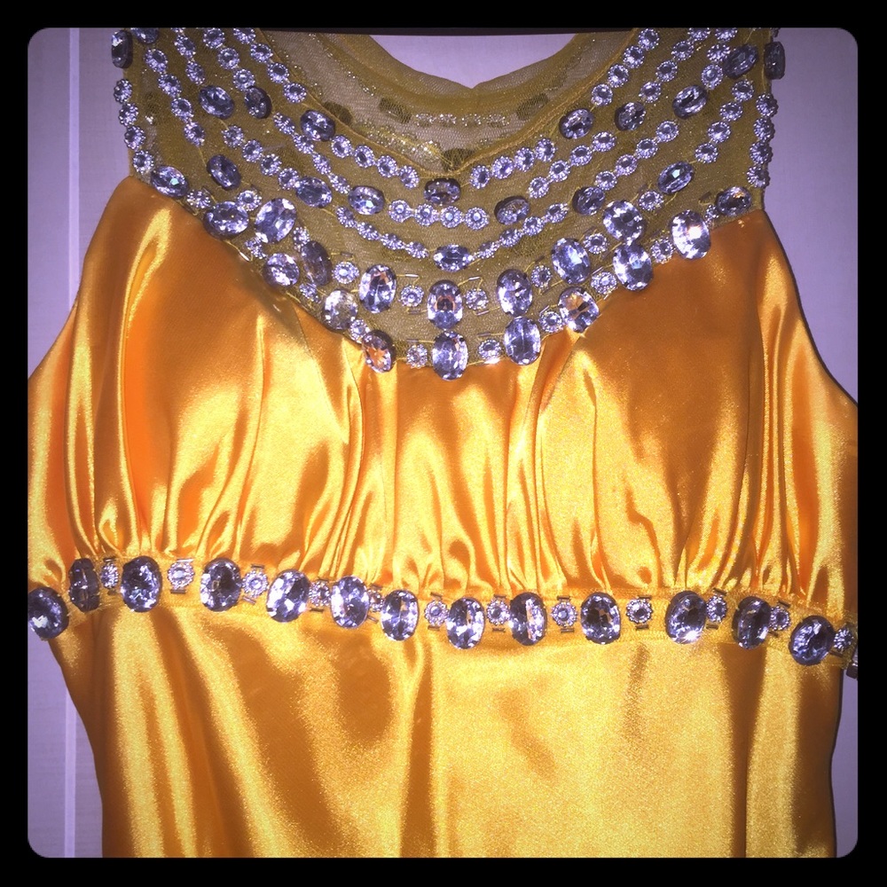 Yellow/Gold Egyptian Embellished Formal Gown